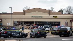 BOULDER, CO - MARCH 22:  Shattered windows are shown in front of a King Soopers grocery store where a gunman opened fire on March 22, 2021 in Boulder, Colorado. Dozens of police responded to the afternoon shooting in which at least one witness described three people who appeared to be wounded, according to published reports.  (Photo by Chet Strange/Getty Images)