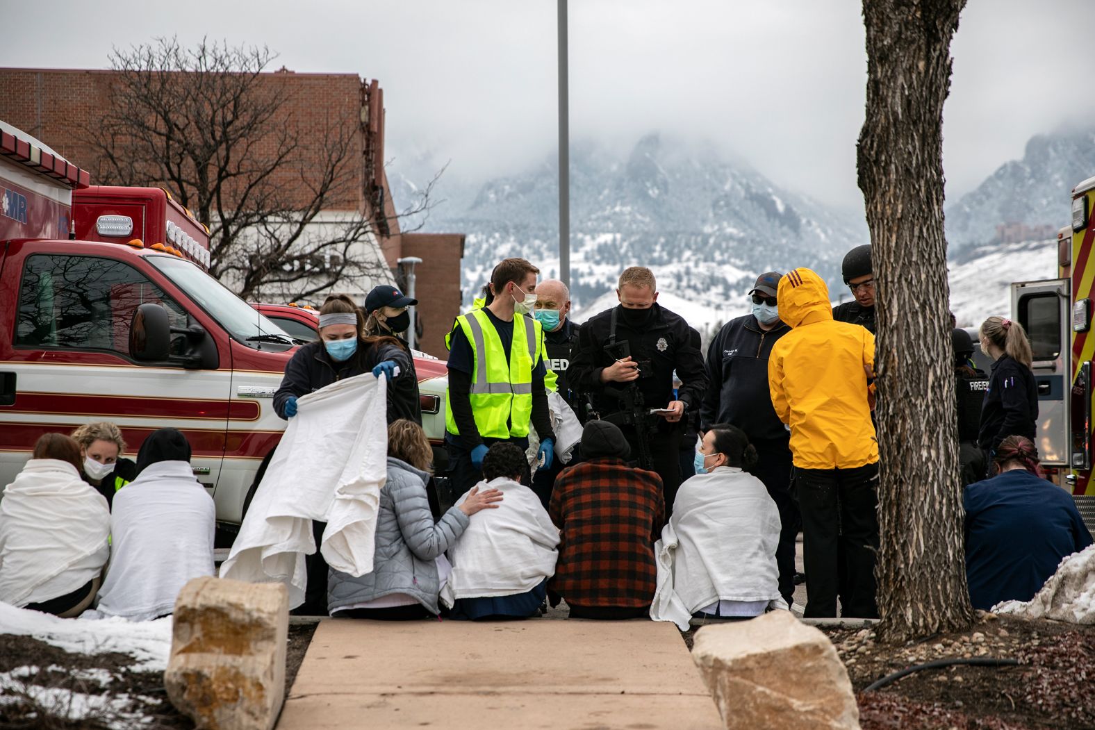 Health-care workers and shoppers are tended to after the store was evacuated.