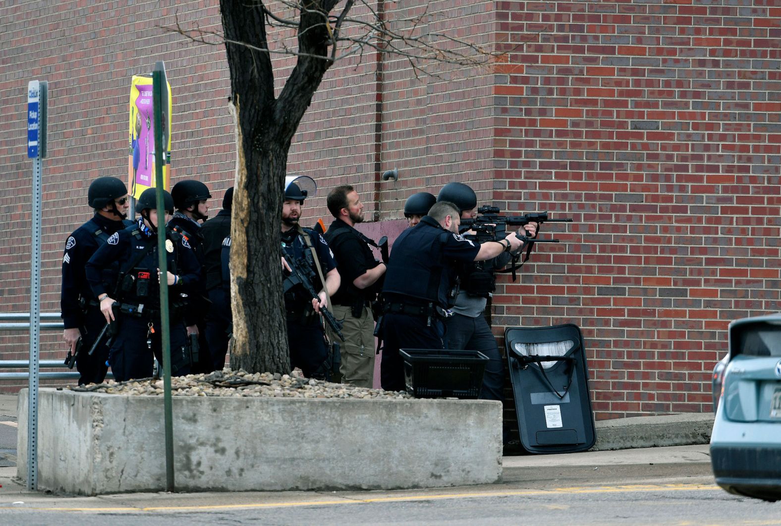 Police officers respond to the scene.