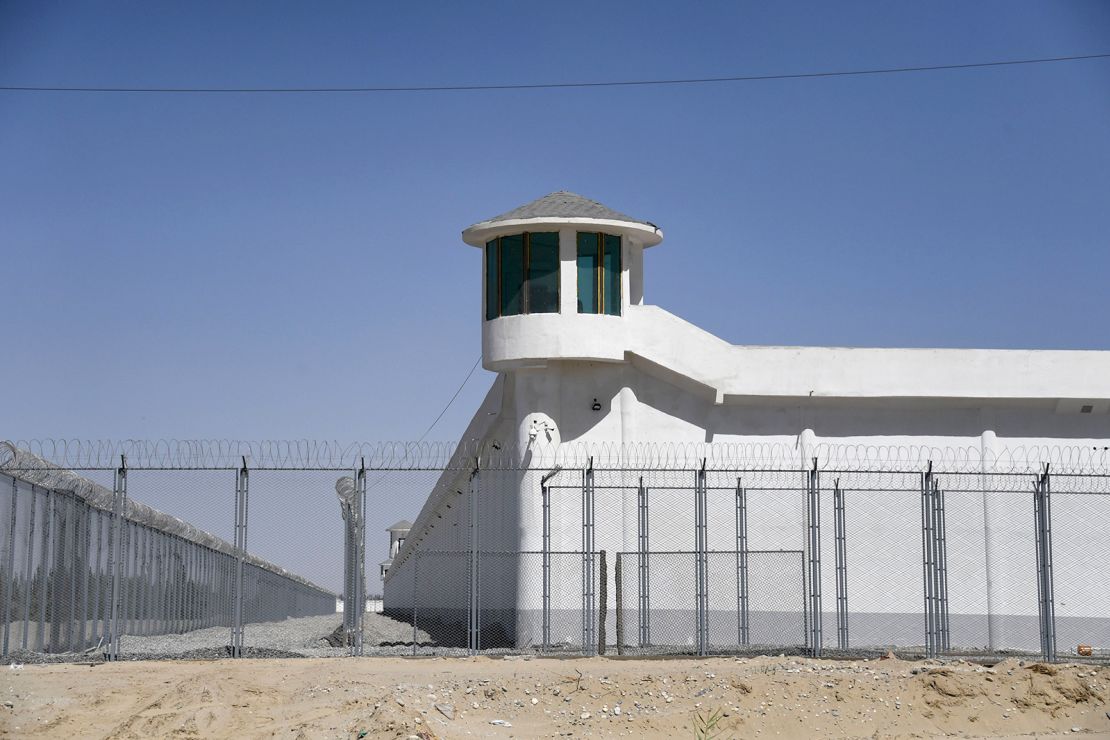 This photo taken on May 31, 2019 shows a watchtower on a high-security facility near what is believed to be a re-education camp where mostly Muslim ethnic minorities are detained, on the outskirts of Hotan, in China's northwestern Xinjiang region. As many as one million ethnic Uighurs and other mostly Muslim minorities are believed to be held in a network of internment camps in Xinjiang, but China has not given any figures and describes the facilities as "vocational education centres" aimed at steering people away from extremism. 