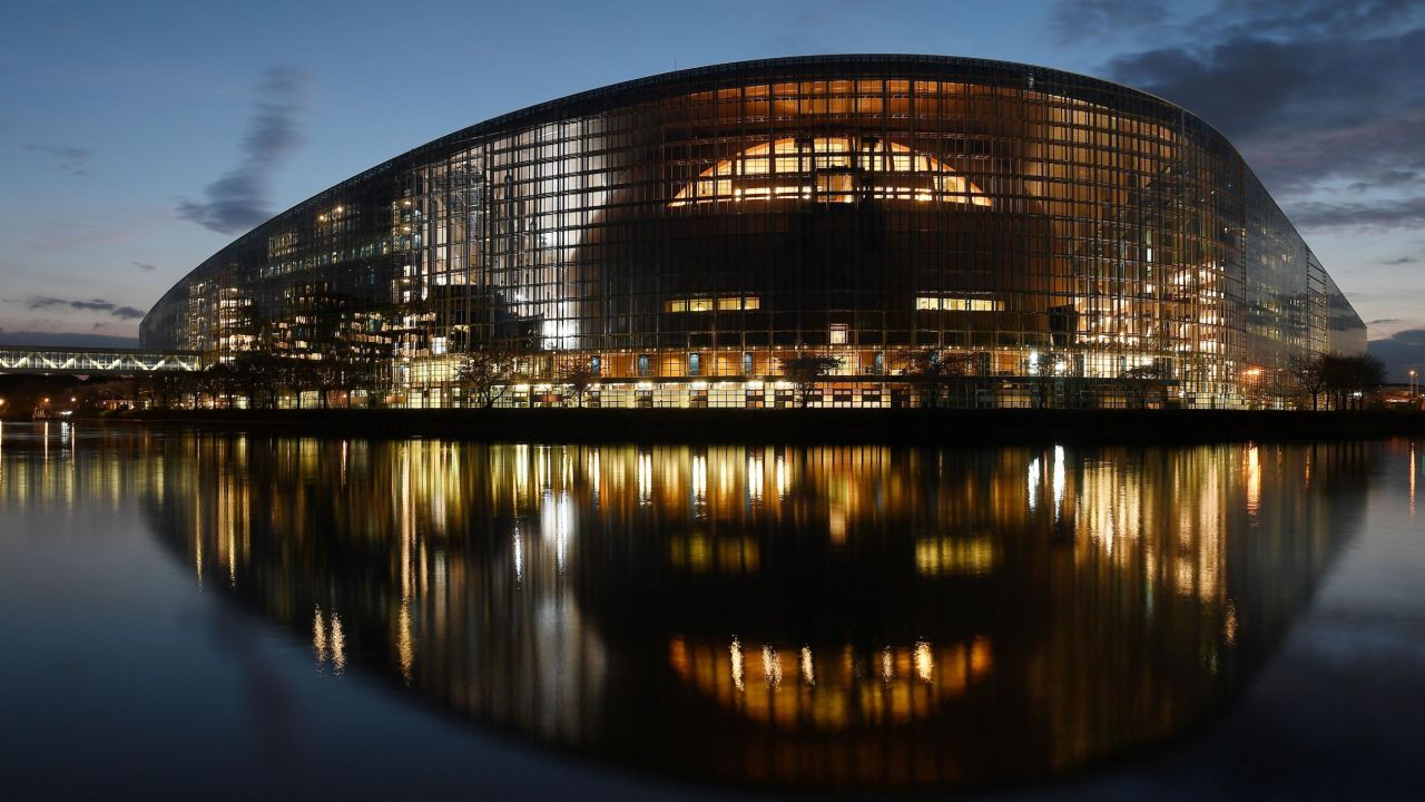 A picture taken on March 26, 2019 shows the building of the European Parliament in Strasbourg, eastern France.