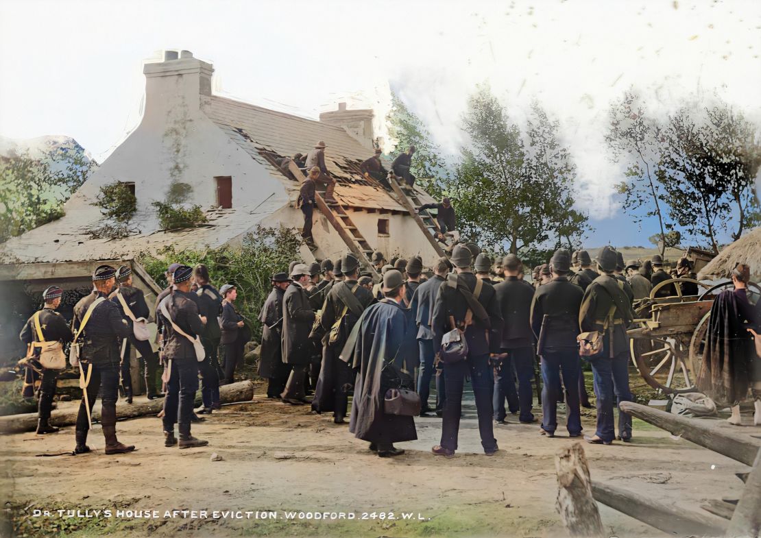 The eviction of farmers by their landlords -- as depicted in this scene, from the village of Woodford -- was the source of huge controversy in 1880s Ireland.
