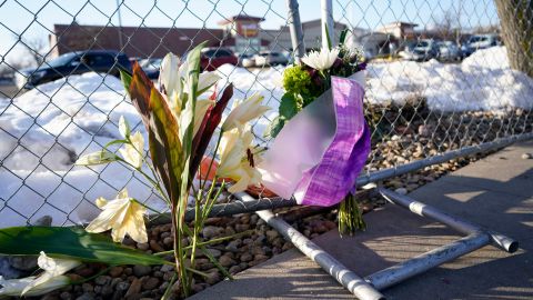 A memorial near the King Soopers grocery store in Boulder, where a mass shooting left 10 people dead.