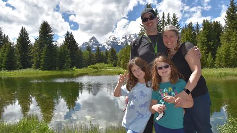 Katie Perez and her family during a trip to Grand Teton National Park.