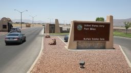 FORT BLISS, TX - JUNE 25:  An entrance to Fort Bliss is shown as reports indicate the military will begin to construct temporary housing for mmigrants on June 25, 2018 in Fort Bliss, Texas. The reports say that the Trump administration will use Fort Bliss and Goodfellow Air Force Base to house detained migrants as they are processed through the legal system.  (Photo by Joe Raedle/Getty Images)