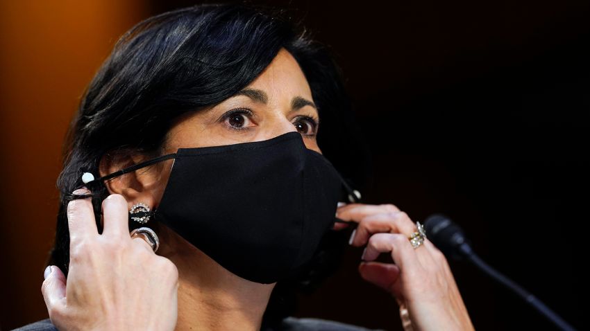 WASHINGTON, DC - MARCH 18: Dr. Rochelle Walensky, director of the adjusts her face mask during a Senate Health, Education, Labor and Pensions Committee hearing on the federal coronavirus response on Capitol Hill on March 18, 2021 in Washington, DC. (Photo by Susan Walsh-Pool/Getty Images)