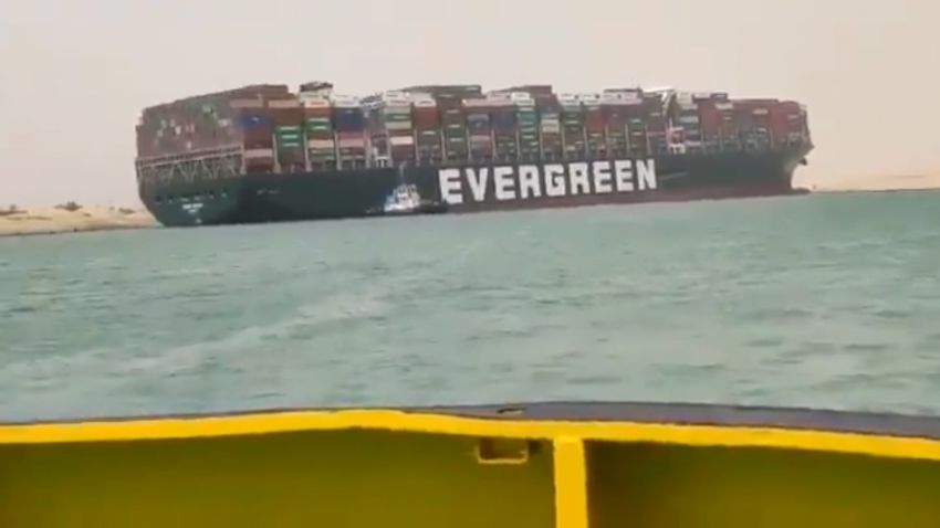 Thumbnail of container stuck in the Suez canal 