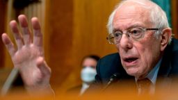 WASHINGTON, DC - FEBRUARY 10:  Chairman Sen. Bernie Sanders, (I-VT) speaks as Neera Tanden, President Joe Bidens nominee for Director of the Office of Management and Budget (OMB), appears before a Senate Committee on the Budget hearing on Capitol Hill on February 10, 2021 in Washington, DC. Tanden helped found the Center for American Progress, a policy research and advocacy organization and has held senior advisory positions in Democratic politics since the Clinton administration. (Photo by Andrew Harnik-Pool/Getty Images)