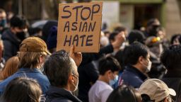 SEATTLE, WA - MARCH 13: Demonstrators gather in the Chinatown-International District for a "We Are Not Silent" rally and march against anti-Asian hate and bias on March 13, 2021 in Seattle, Washington. Following recent attacks on Asian Americans and Pacific Islanders in Seattle and across the U.S., rally organizers planned several days of actions in the Seattle area. (Photo by David Ryder/Getty Images)