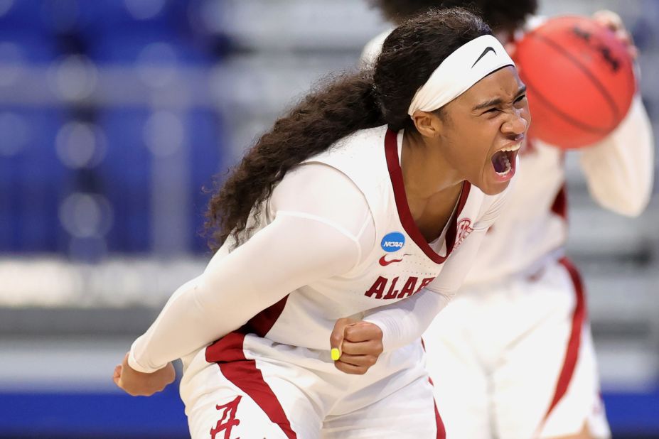 Alabama's Jordan Lewis reacts to the team's first-round win over North Carolina.