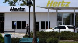 A Hertz car rental office is seen in Kissimmee, Florida on May 23, 2020. 