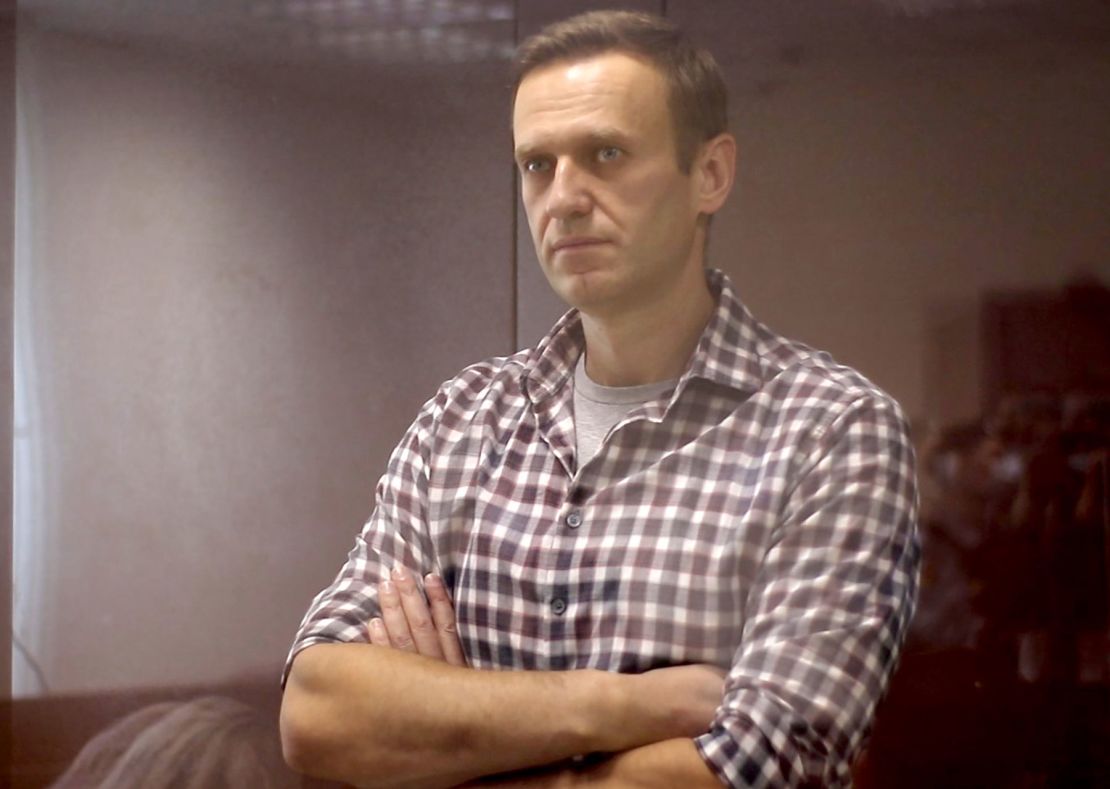 Alexei Navalny during an offsite hearing of the Moscow City Court on February 20.