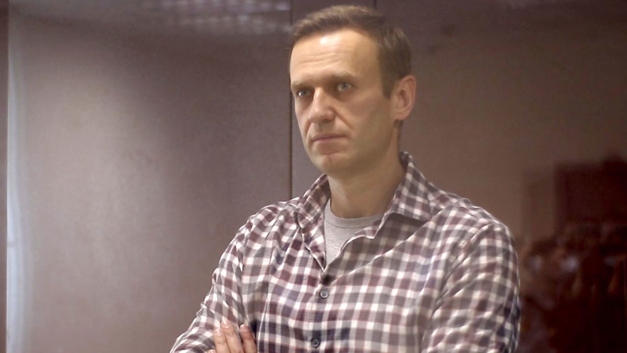 Alexei Navalny during an offsite hearing of the Moscow City Court on February 20.