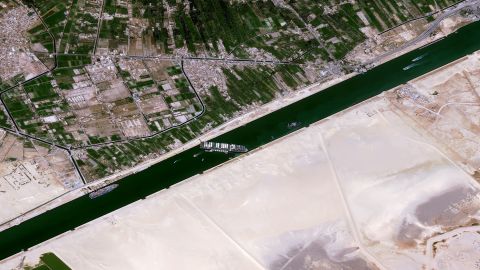 The ship ran aground on March 23 after being caught in 40-knot winds and a sandstorm that caused low visibility and poor navigation, said the Suez Canal Authority.