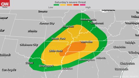 Storm Prediction Center's severe weather outlook Saturday into Saturday night