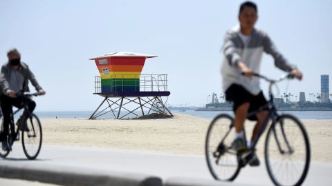 The lifeguard tower was painted in the rainbow colors in June 2020 to honor the 50th anniversary of the first Pride march held in New York City on June 28, 1970.