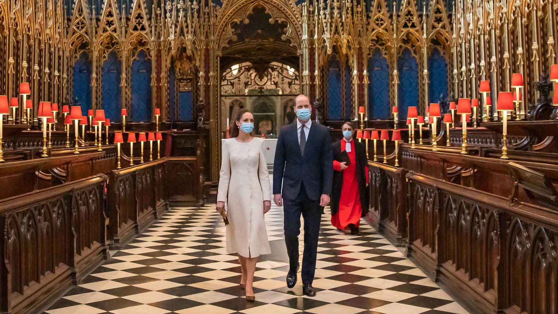 William and Catherine visit Westminster Abbey, where a Covid-19 vaccination center had been set up in London in March 2021.
