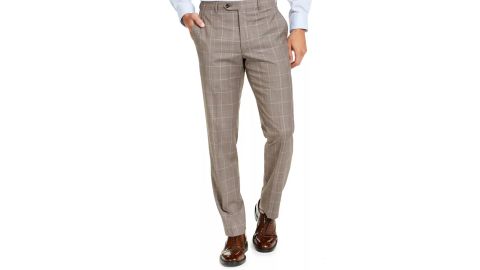 Michael Kors Classic Fit Airsoft Stretch Brown Windowpane Suit Pants