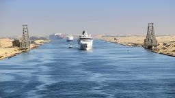 The cruise ship Norwegian Star navigates the Suez Canal near Port Said, Egypt, 09 March 2017. The canal joins the Red Sea and the Mediterranean, providing a direct route from Europe to Asia. Dividing Egypt proper from the Sinai peninsula, it is also an artificial border between Asia and Africa. The canal is currently being widened. Photo: Soeren Stache/dpa-Zentralbild/ZB | usage worldwide   (Photo by Soeren Stache/picture alliance via Getty Images)