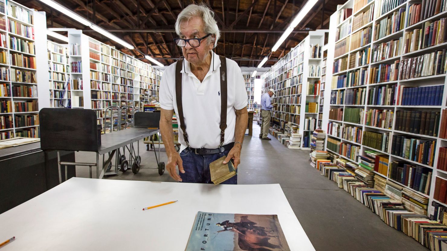 Larry McMurtry at his bookstore, Booked Up No. 1, in Archer City, Texas, before auctioning off more than 300,000 books at "The Last Book Sale" in August 2012.