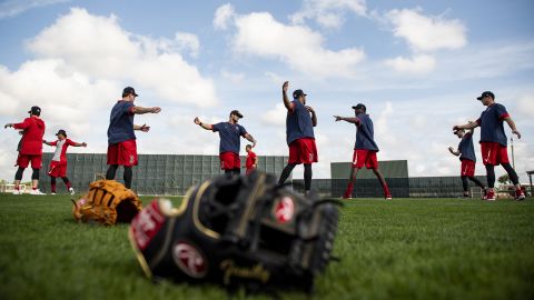 Boost heart health with high-intensity training. Boston Red Sox players stretch in a team workout on February 12, 2020, in Fort Myers, Florida.