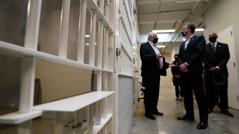 Northam tours Greensville Correctional Center, home of the state's death chamber, on March 24, 2021.