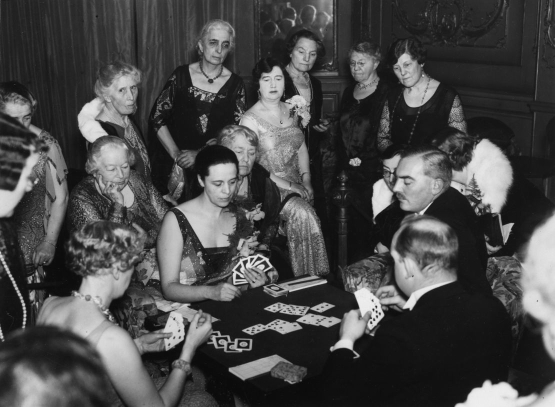 Four people, pictured here on November 29, 1930, playing Bridge.
