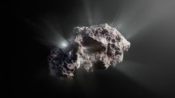 This image shows an artist's impression of what the surface of the 2I/Borisov comet might look like.   2I/Borisov was a visitor from another planetary system that passed by our Sun in 2019, allowing astronomers a unique view of an interstellar comet. While telescopes on Earth and in space captured images of this comet, we don't have any close-up observations of 2I/Borisov. It is therefore up to artists to create their own ideas of what the comet's surface might look like, based on the scientific information we have about it.  