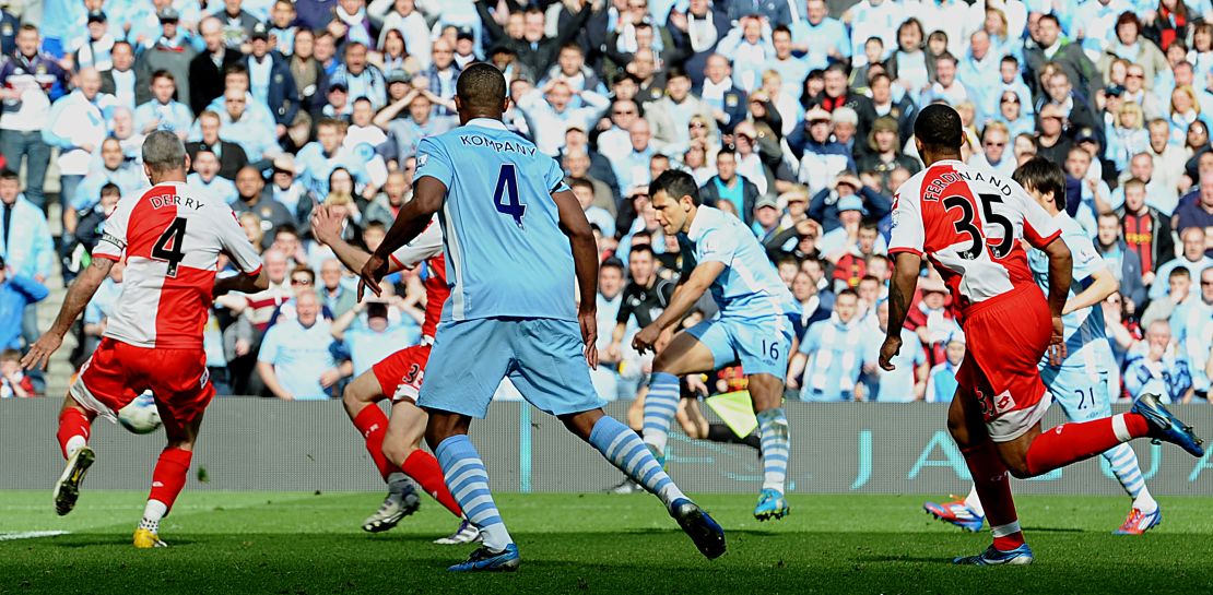The moment Sergio Aguero won Manchester City the title with his goal against QPR in 2012. 