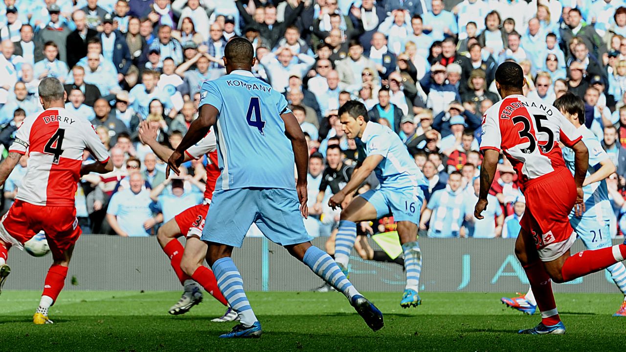 The moment Sergio Aguero won Manchester City the title with his goal against QPR in 2012. 