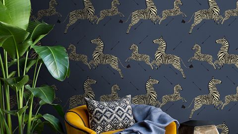 Denim Zebra Safari Scalamandré Self Adhesive Wallpaper by NuWallpaper