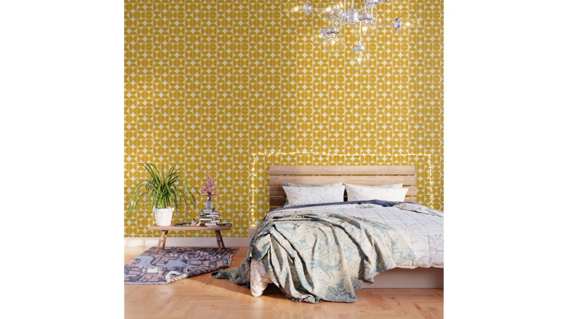 Society6 Midcentury Modern Geometric 04 Yellow Wallpaper