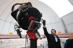 Tyson talked about the telescope in the observatory dedicated in 2011 at Southern Illinois University in Edwardsville.
