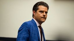 Representative Matt Gaetz (R-FL) arrives for a House Armed Services Subcommittee hearing with members of the Fort Hood Independent Review Committee on Capitol Hill on December 9, 2020 in Washington, DC. 