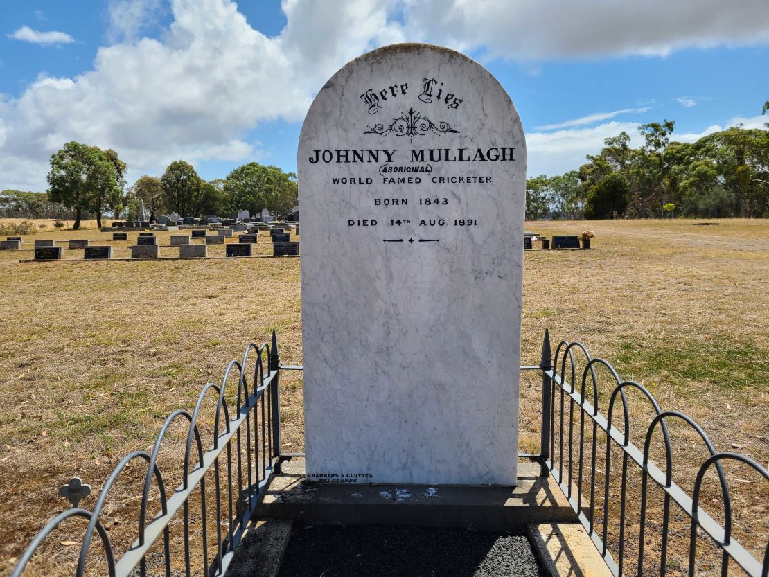 The grave of Johnny Mullagh in the Australian town of Harrow, Victoria, where he was buried after he died in 1891.