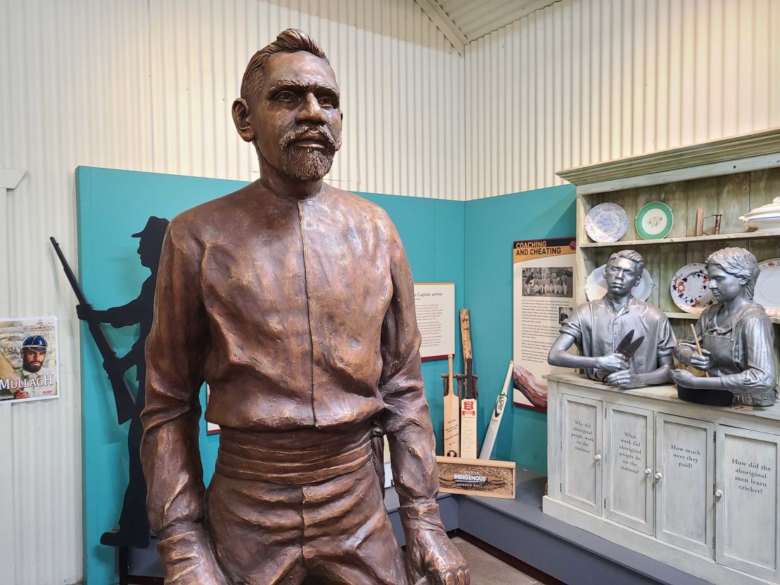 A statue of Aboriginal cricket legend Johnny Mullagh in the Harrow Discovery Center in Harrow, Australia.