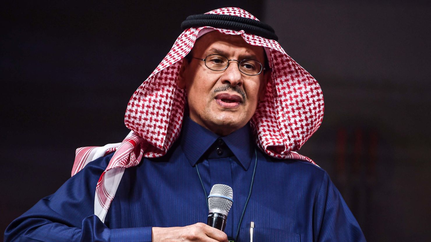 Saudi energy minister Abdulaziz Bin Salman speaks at an investing conference.