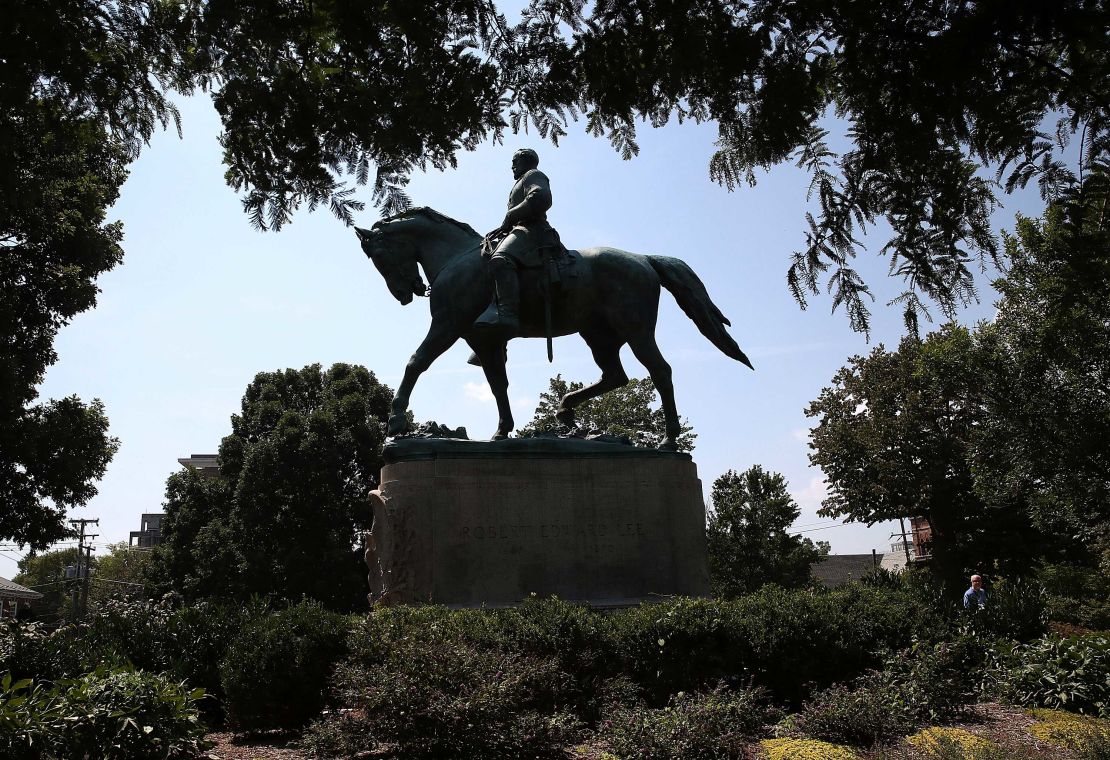 This statue of Lee once stood at a park in Charlottesville, Virginia. 