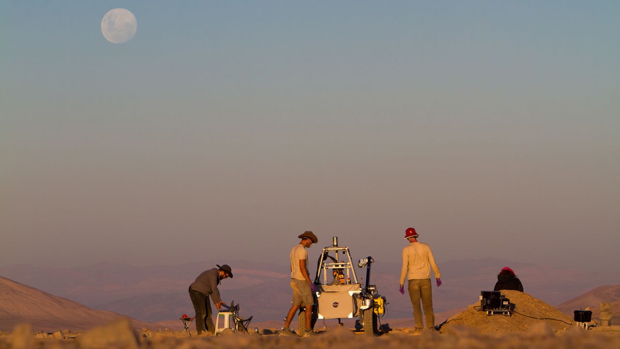 NASA's ARADS team works with its prototype Mars rover in Chile's Atacama Desert in 2018.