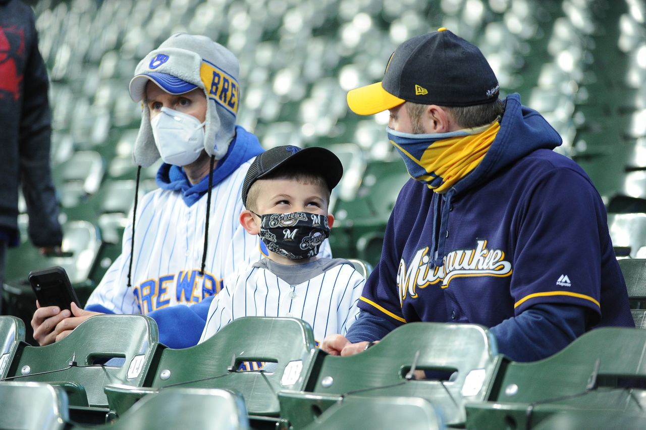 Fans take in the Milwaukee Brewers' home opener.