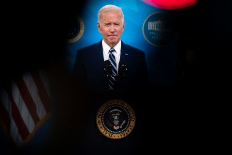 US President Joe Biden speaks at the White House on Monday, March 29. <a href="https://www.cnn.com/2021/03/29/politics/adults-vaccine-eligible-biden/index.html" target="_blank">He announced</a> that 90% of American adults would be eligible to get a Covid-19 vaccine within the next three weeks.