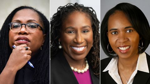 President Joe Biden's nominees to the federal bench (l to r): Ketanji Brown Jackson to the DC Circuit; Candace Jackson-Akiwumi, to the Chicago-based 7th Circuit, and Tiffany Cunningham, to the Federal Circuit.