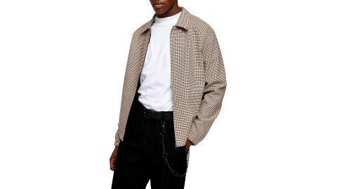 Topman Harrington Gingham Check Cotton Jacket