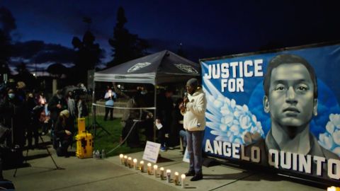 Not long after sitting in court to seek justice for her grandson, Addie Kitchen addressed a candlelight vigil for Angelo Quinto, who died after a confrontation with police.