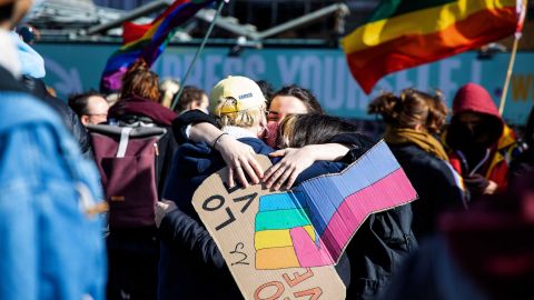 Scenes from an LGBTQ+ protest on March 13 after the homophobic murder of David P in Beveren which shocked the whole of Belgium
