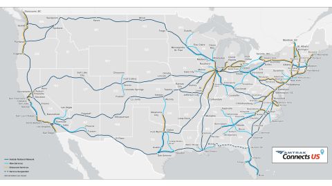 Map of Amtrak's vision to grow rail service across the United States