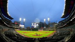 ATLANTA, GA - JULY 21:   An overview of the field and stadium during the exhibition MLB baseball game between the Atlanta Braves and the Miami Marlins on July 21, 2020 at Truist Park in Atlanta, Georgia.  (Photo by David J.  Griffin/Icon Sportswire via Getty Images)