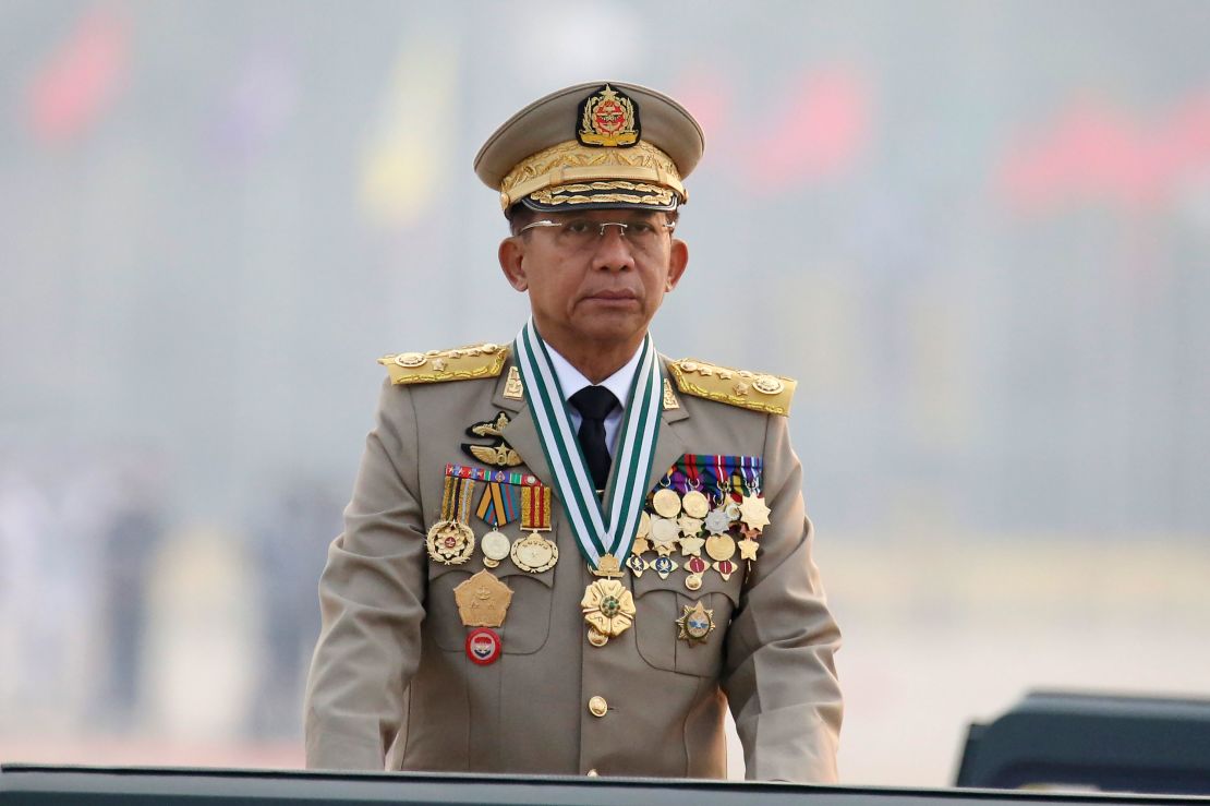 Myanmar's Commander-in-Chief Senior General Min Aung Hlaing on Armed Forces Day in Naypyitaw, Myanmar, on March 27.