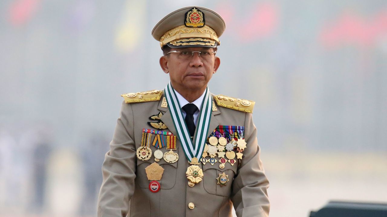 Myanmar's Commander-in-Chief Senior General Min Aung Hlaing on Armed Forces Day in Naypyitaw, Myanmar, on March 27.