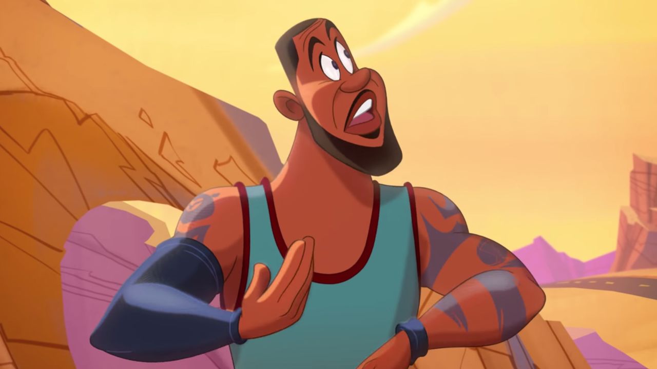 Lebron James as a Looney Tunes-style character in "Space Jam: A New Legacy."